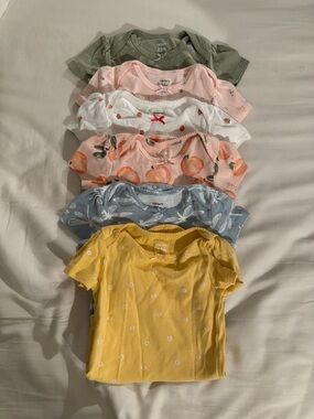 Carter's Mixed Color & Print Baby Girls Short Sleeve Onesie Set